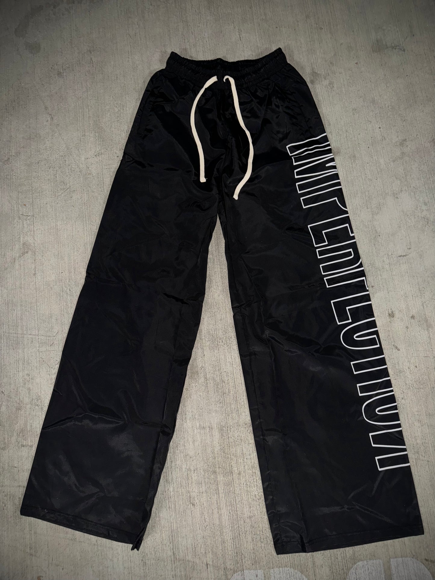 Oversized Black Long Nylon Pants